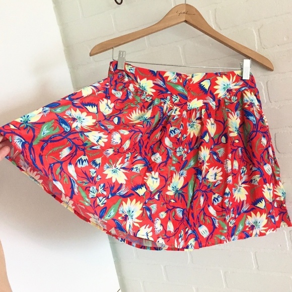 Anthropologie x The Korner Mini Tennis Skirt Coquette Floral Red Yellow Flowy M - Picture 6 of 13